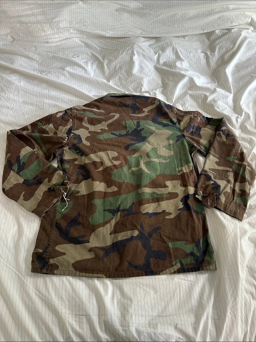 VTG 1981 US Army 1st Pattern Woodland Camo BDU Jacket Smooth Twill Square Flap